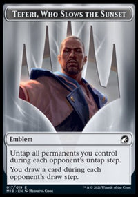 Teferi, Who Slows the Sunset Emblem [Innistrad: Midnight Hunt Tokens]